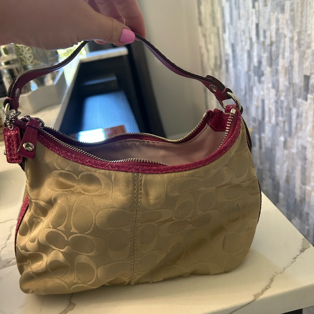 Coach Mini Bag in Tan and Pink